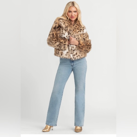 NWT XS Jessica Simpson Leopard Print Faux Fur Jacket - Picture 3 of 7